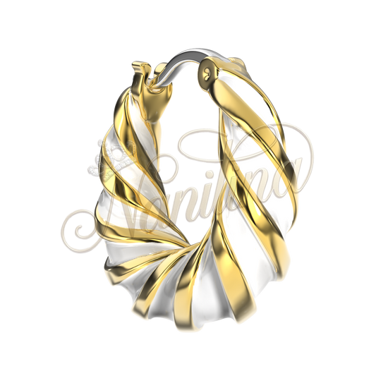 Boucles d'Oreilles ALARA 12mm Or & Blanc - Vintage