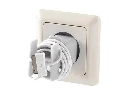 Porte Téléphone en Charge Blanc - Support Mural Prise