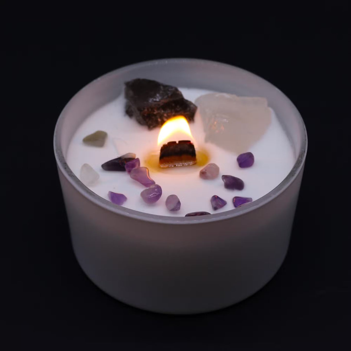 Bougie cristal Chakra cire soja pierres précieuses - 7 chakras