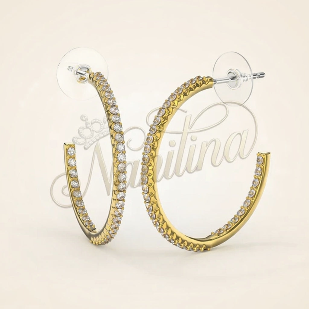 Créoles LIORA 25mm Or - Strass Cristal Plaqué Or 18K