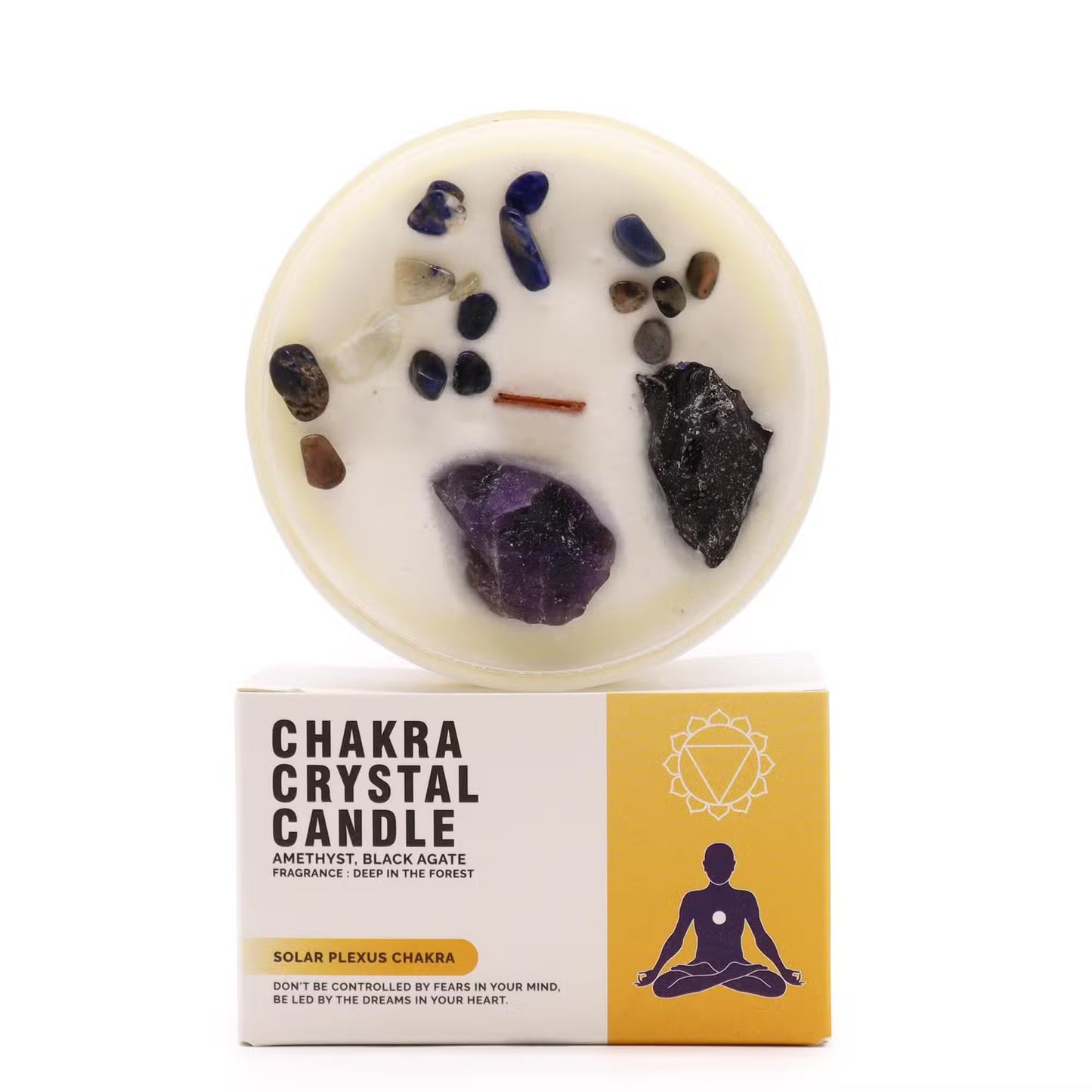 Bougie cristal Chakra cire soja pierres précieuses - 7 chakras