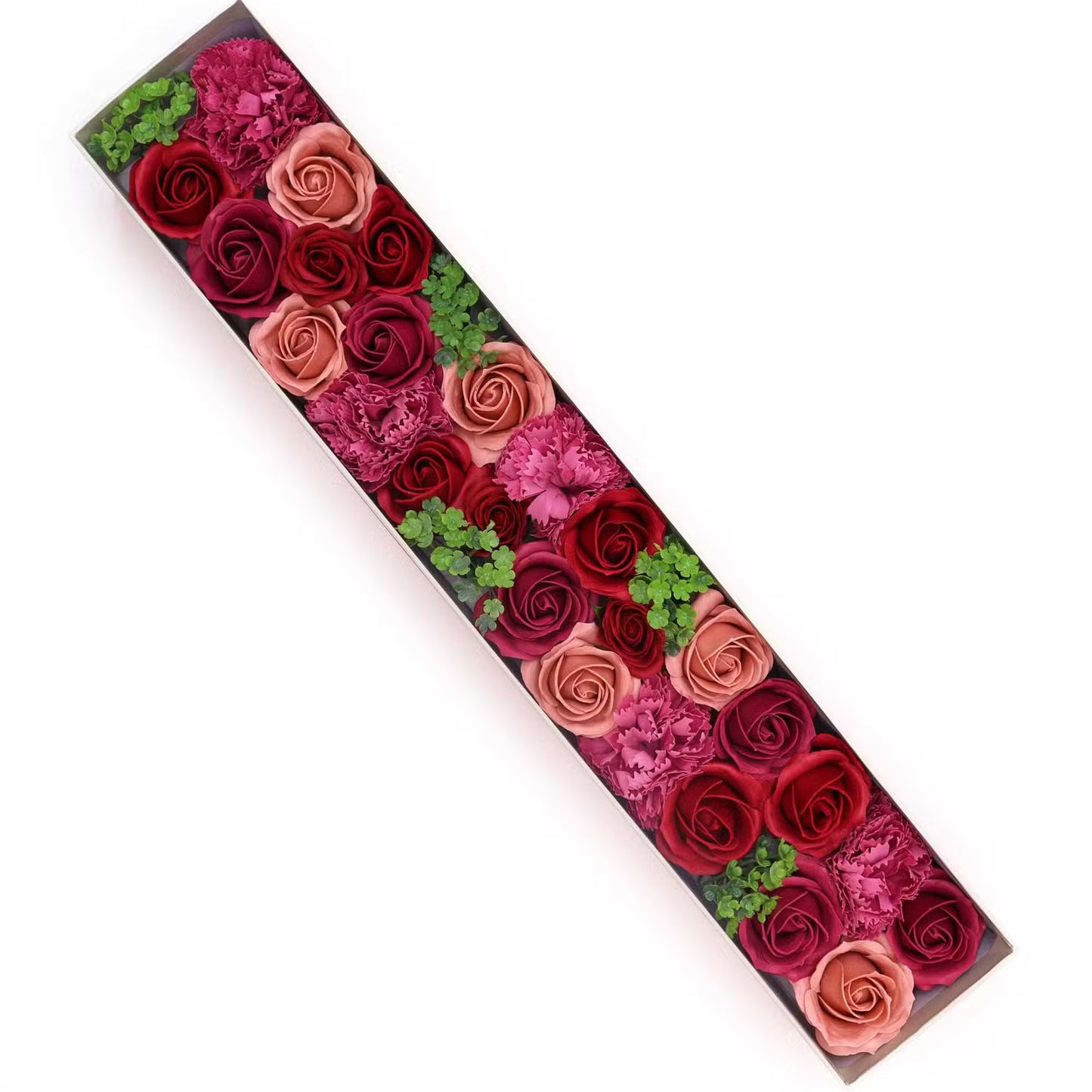 Coffret cadeau fleurs savon roses rouges classiques extra longues