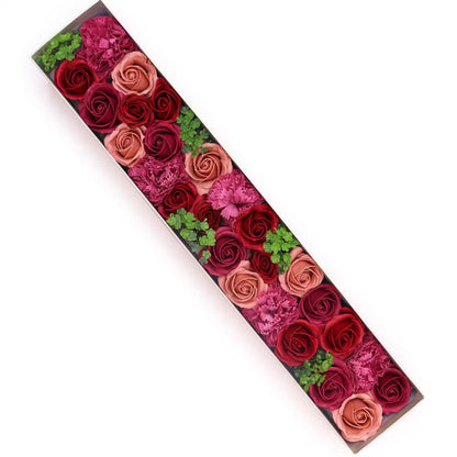 Coffret cadeau fleurs savon roses rouges classiques extra longues