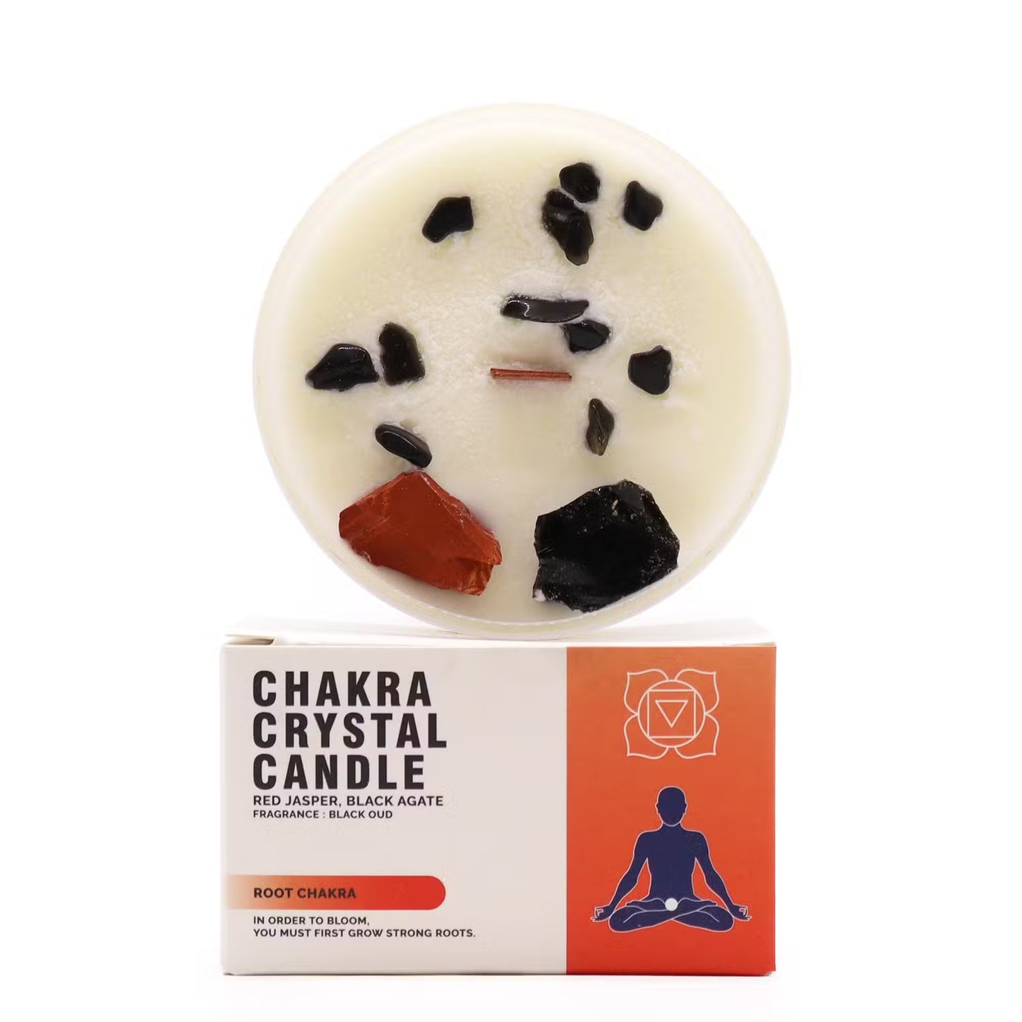 Bougie cristal Chakra cire soja pierres précieuses - 7 chakras