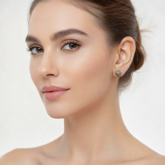 Boucles d'Oreilles Coeur Poppy Golden 12mm - Vintage Plaqué Or