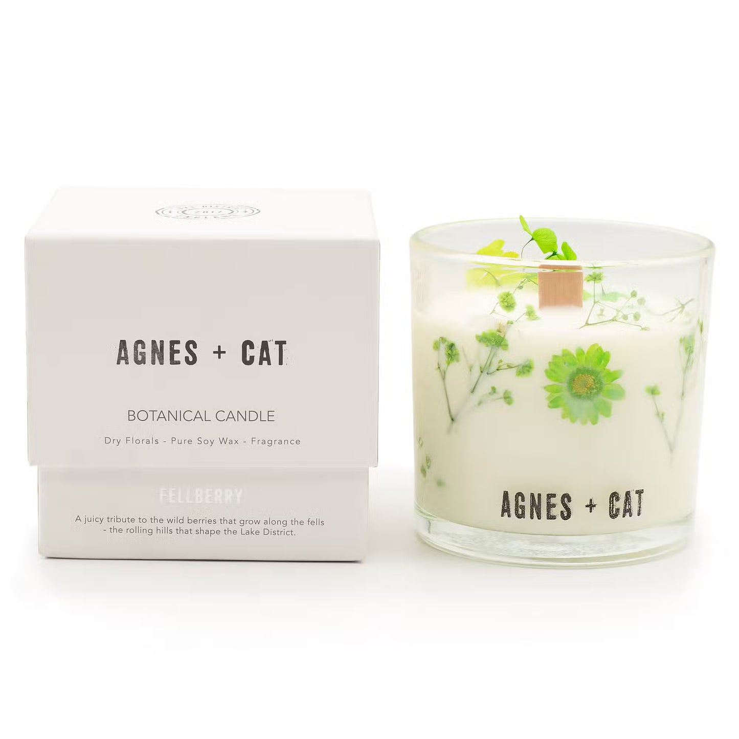 Bougie botanique Agnes + Cat cire soja mèche bois - 6 variantes