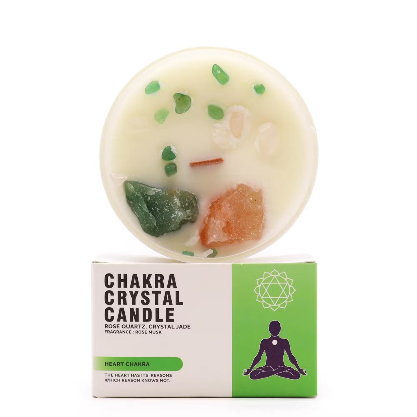Bougie cristal Chakra cire soja pierres précieuses - 7 chakras