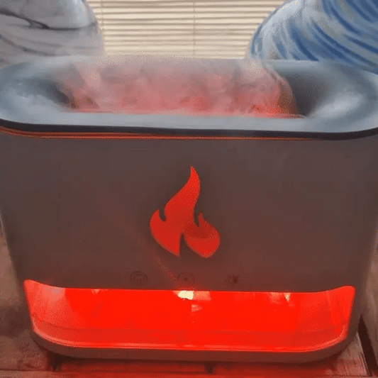 Diffuseur Blanc arômes Blaze sel Himalaya USB-C effet flamme