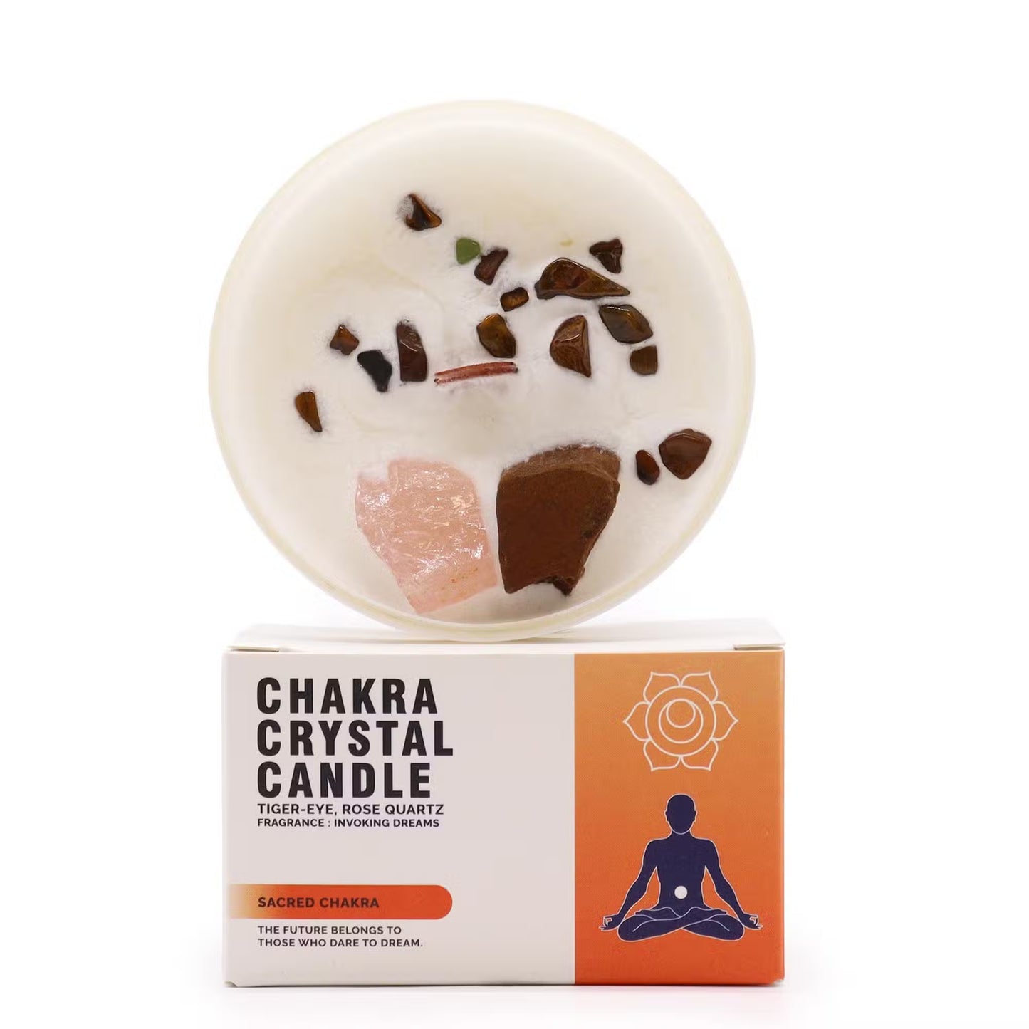 Bougie cristal Chakra cire soja pierres précieuses - 7 chakras