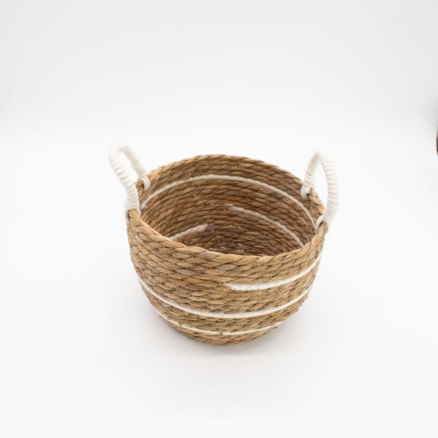 Paniers coton jonc mer rayures naturelles lot 3