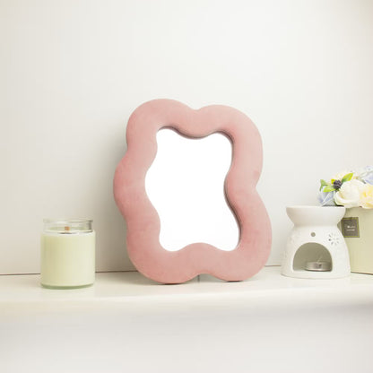 Miroir souple ondulé Galet carré Rose blush