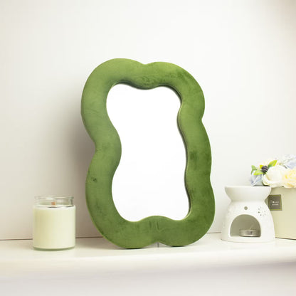 Miroir souple ondulé Grand nuage Vert mousse