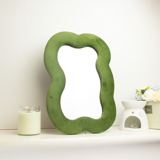 Miroir souple ondulé Grand nuage Vert mousse
