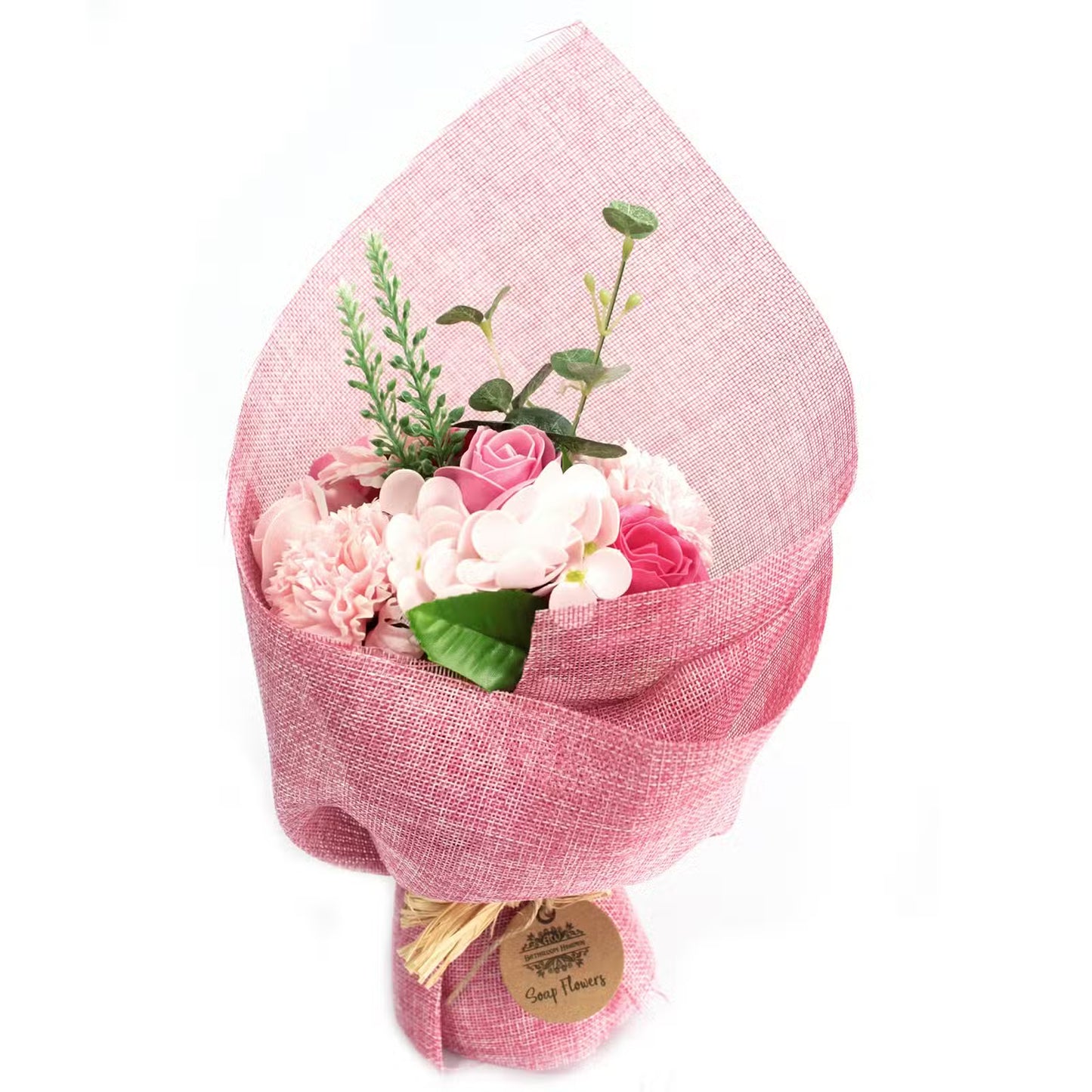 Bouquet fleurs savon sur pied Rose
