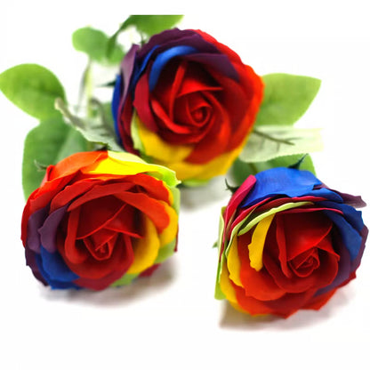 Fleur savon luxe arc-en-ciel emballage élégant