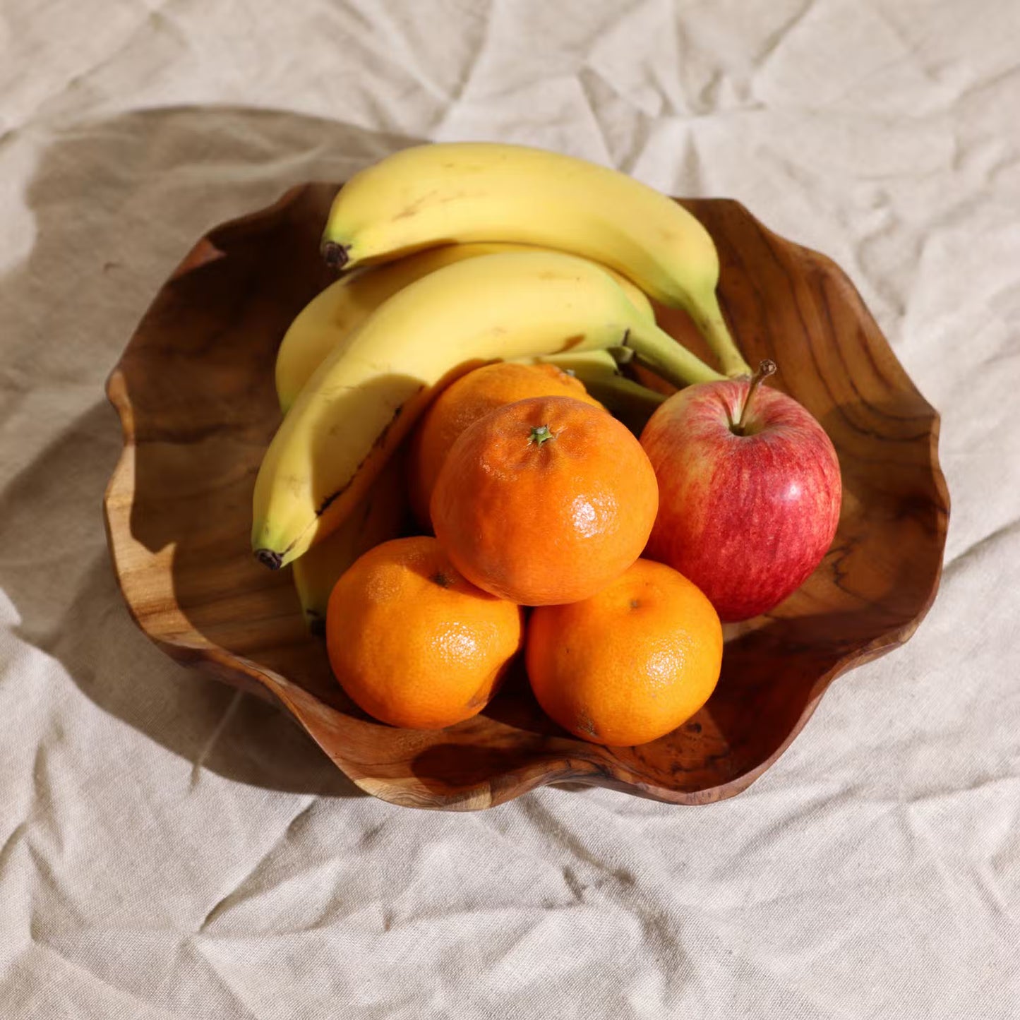 Bol fruits rond bois teck lisse 28x5,5cm