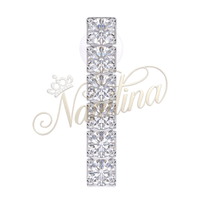 Boucles d'Oreilles In Line Zircons 18mm Argent - Acier Inoxydable