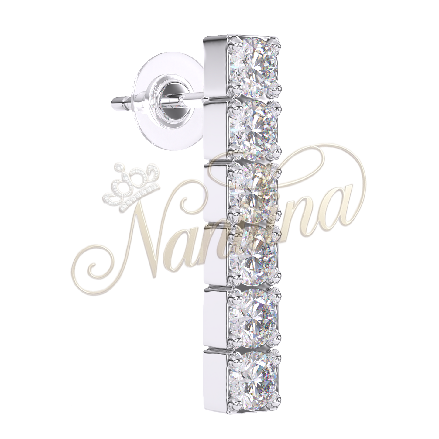 Boucles d'Oreilles In Line Zircons 18mm Argent - Acier Inoxydable