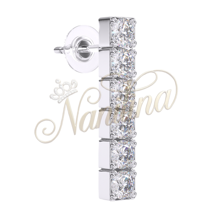 Boucles d'Oreilles In Line Zircons 18mm Argent - Acier Inoxydable