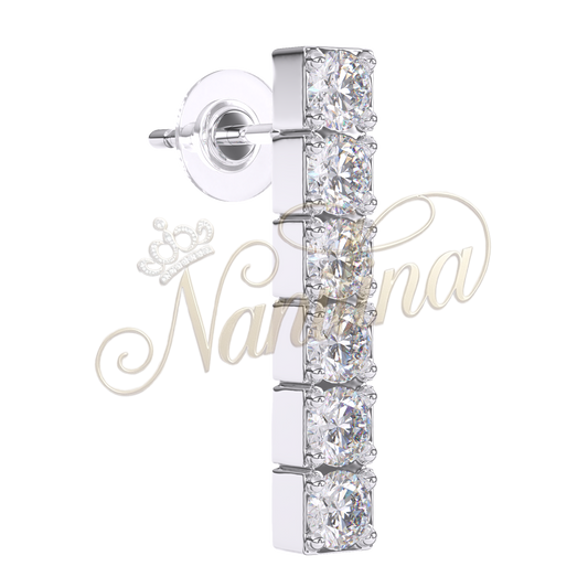 Boucles d'Oreilles In Line Zircons 18mm Argent - Acier Inoxydable