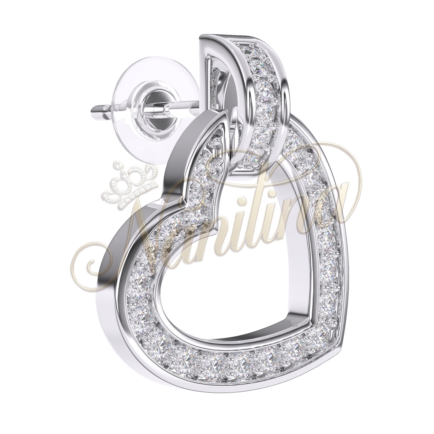 Boucles d'Oreilles Cœur Montecarlo 12mm Or & Noir - Cristal & Strass