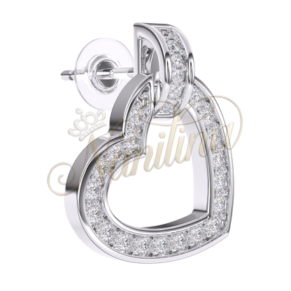 Boucles d'Oreilles Cœur Montecarlo 12mm Or & Noir - Cristal & Strass