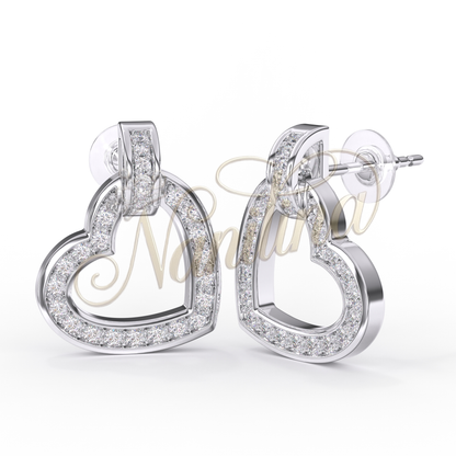 Boucles d'Oreilles Cœur Montecarlo 12mm Or & Noir - Cristal & Strass