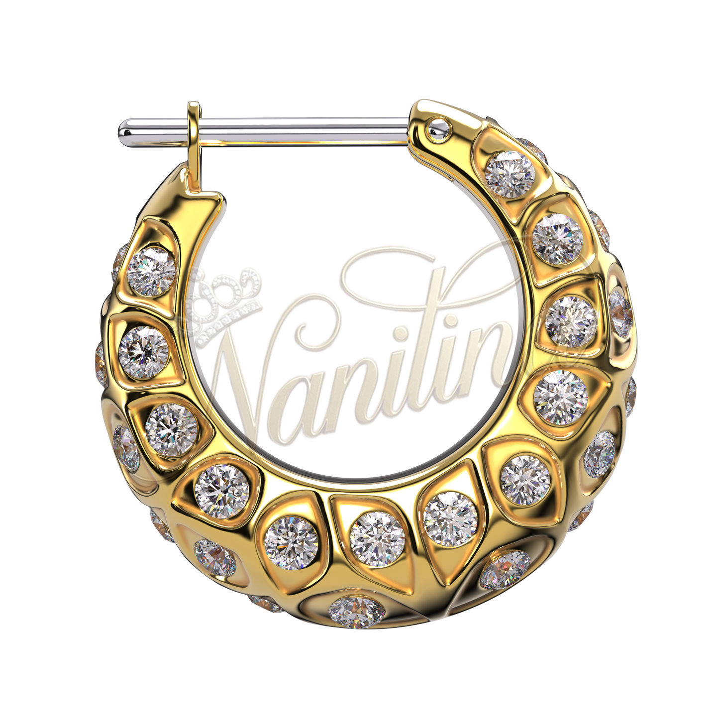 Boucles d'Oreilles Pivoine Doré 16mm Or - Créoles Plaqué Or