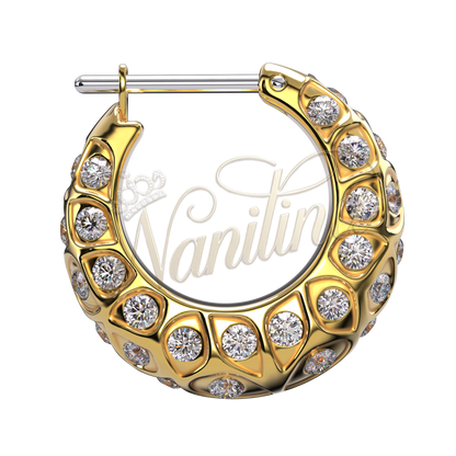 Boucles d'Oreilles Pivoine Doré 16mm Or - Créoles Plaqué Or