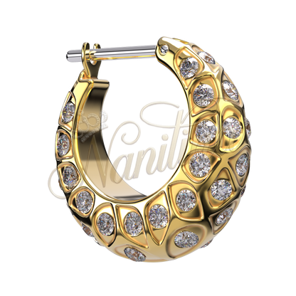 Boucles d'Oreilles Pivoine Doré 16mm Or - Créoles Plaqué Or