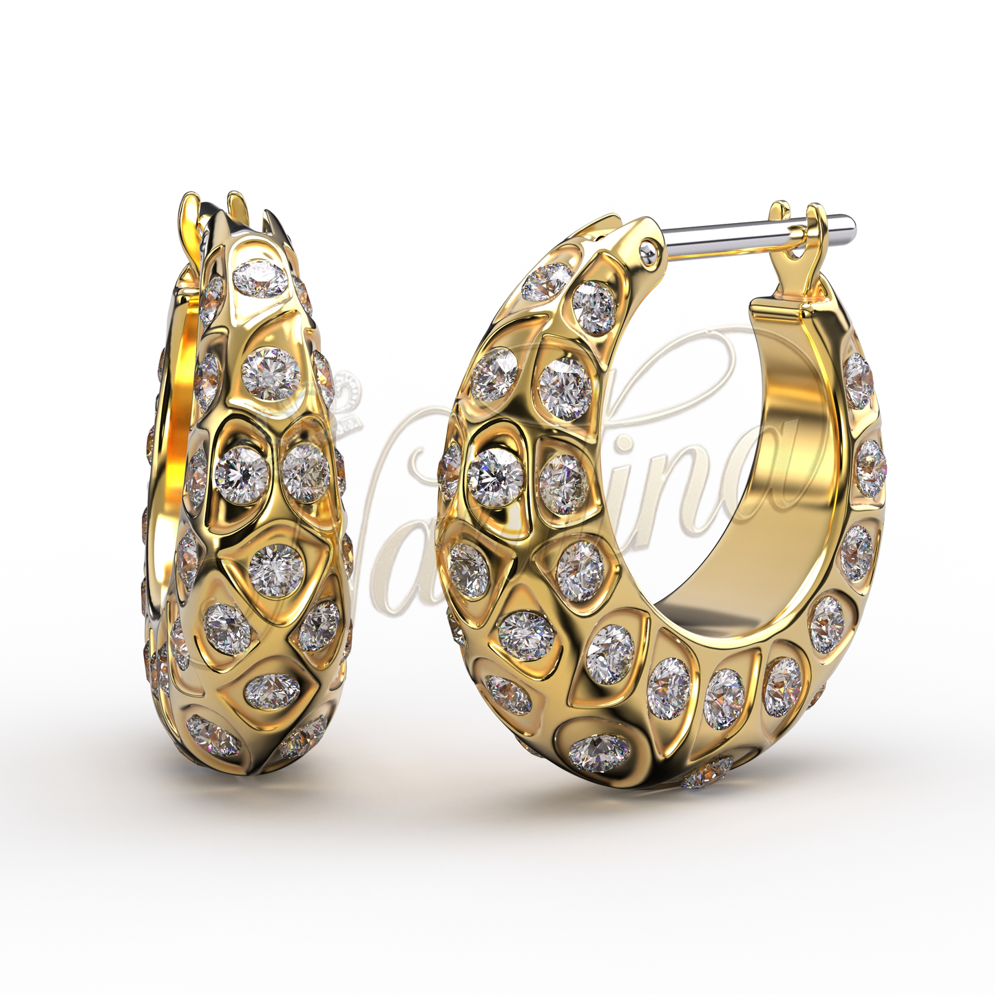 Boucles d'Oreilles Pivoine Doré 16mm Or - Créoles Plaqué Or