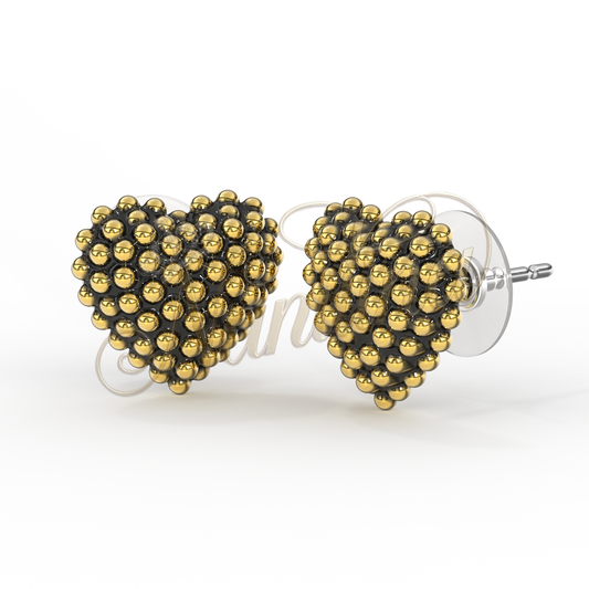 Boucles d'Oreilles Coeur Poppy Golden 12mm - Vintage Plaqué Or