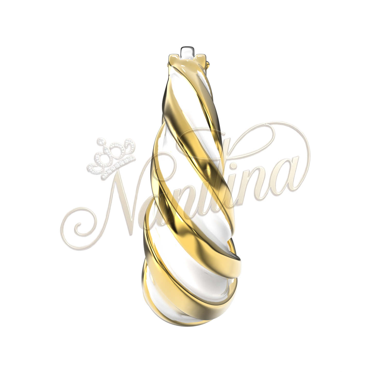 Boucles d'Oreilles ALARA 12mm Or & Blanc - Vintage