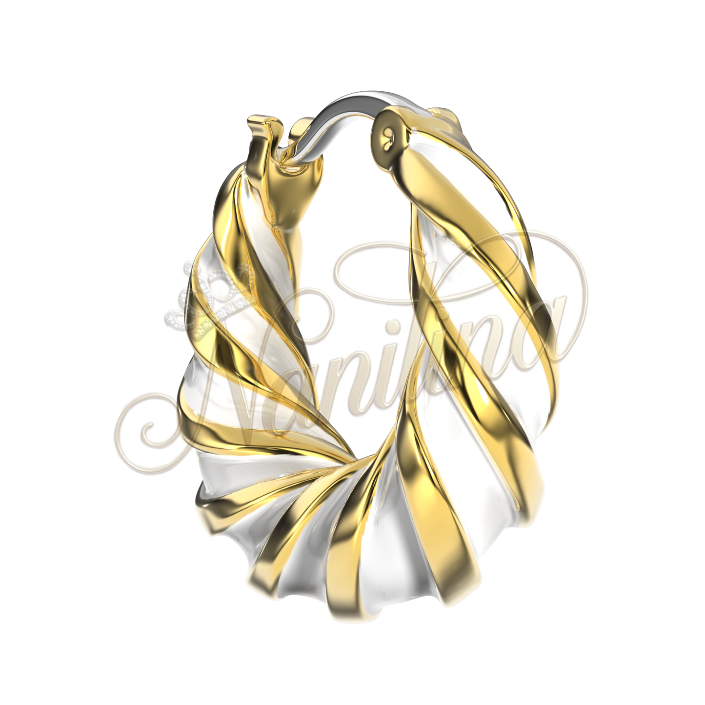 Boucles d'Oreilles ALARA 12mm Or & Blanc - Vintage