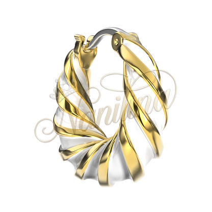 Boucles d'Oreilles ALARA 12mm Or & Blanc - Vintage