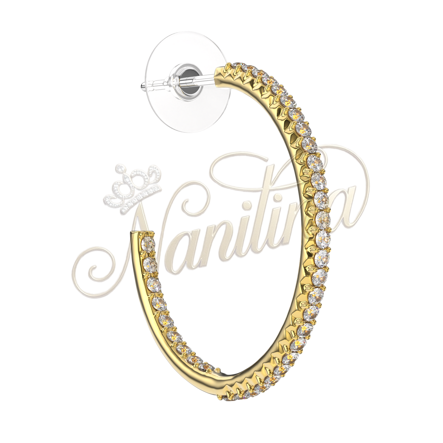 Créoles LIORA 25mm Or - Strass Cristal Plaqué Or 18K