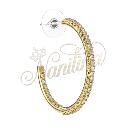 Créoles LIORA 25mm Or - Strass Cristal Plaqué Or 18K