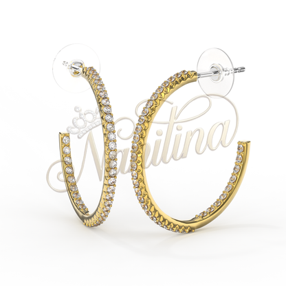 Créoles LIORA 25mm Or - Strass Cristal Plaqué Or 18K