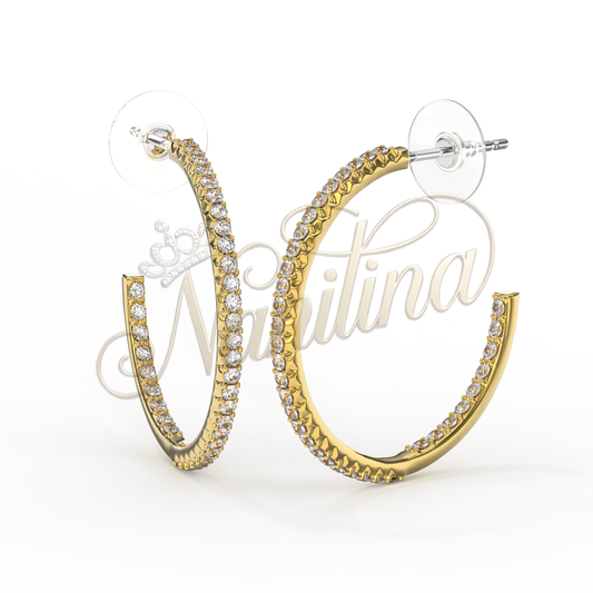 Créoles LIORA 25mm Or - Strass Cristal Plaqué Or 18K