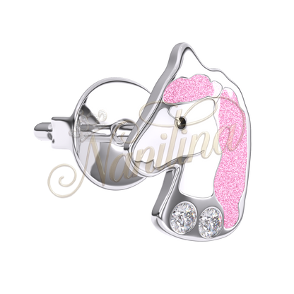Boucles d'Oreilles Licorne Rose 8mm - Cristal Swarovski Enfants