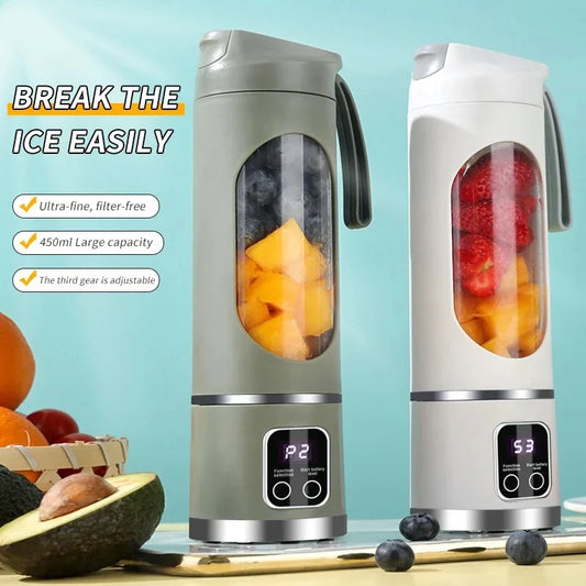Mini Blender Portable 450 ml – Glace Pilée en 6 Sec + Écran Digital
