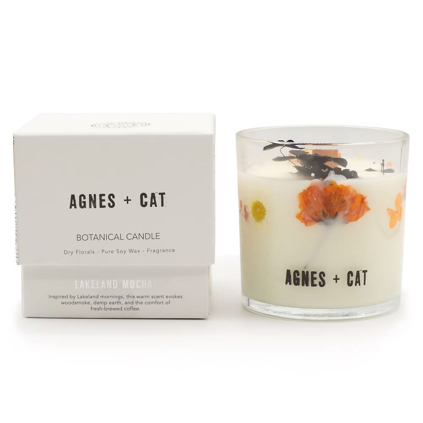 Bougie botanique Agnes + Cat cire soja mèche bois - 6 variantes