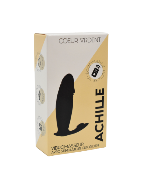 ACHILLE, Mini vibromasseur noir USB avec télécommande