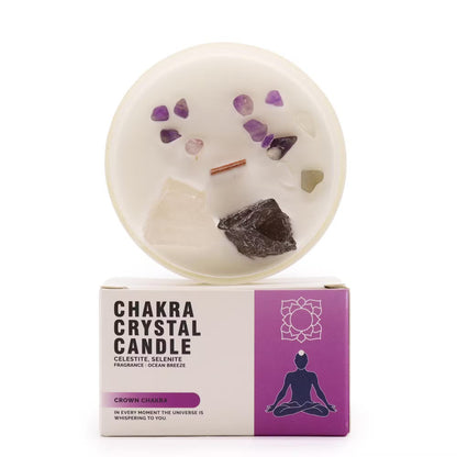 Bougie cristal Chakra cire soja pierres précieuses - 7 chakras