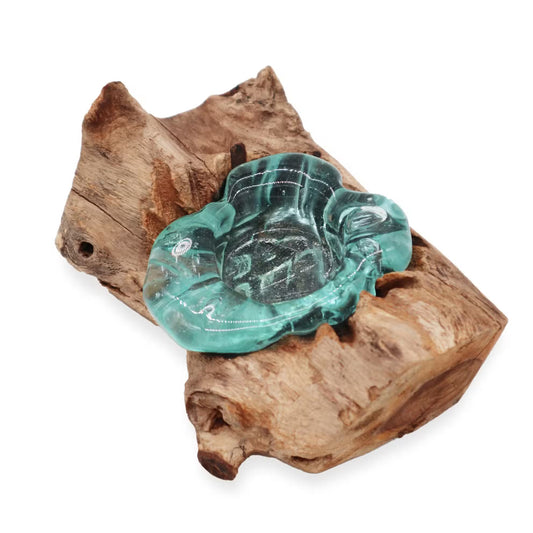 Bougeoir en verre soufflé sur bois