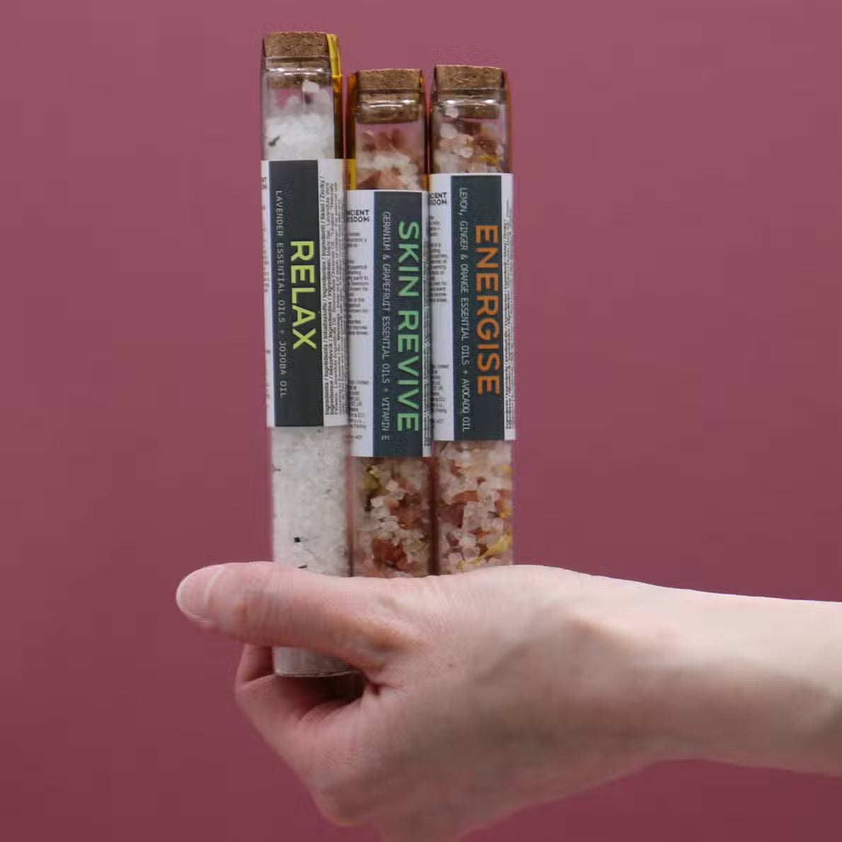 Coffret cadeau 7 sachets sels bain flacons