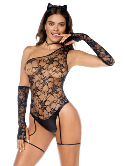 Costume sexy de chatte 5 pièces