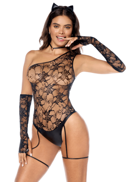 Costume sexy de chatte 5 pièces