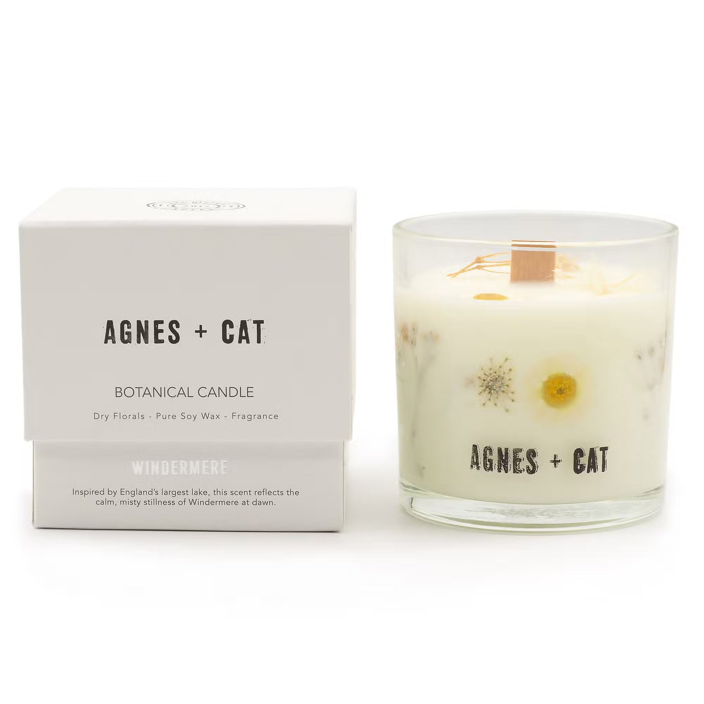 Bougie botanique Agnes + Cat cire soja mèche bois - 6 variantes