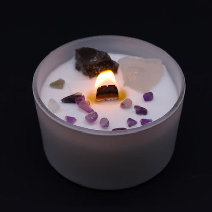 Bougie cristal Chakra cire soja pierres précieuses - 7 chakras